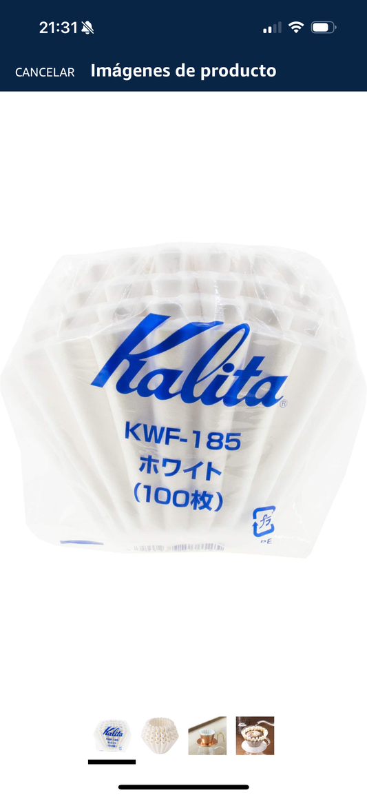 Kalita 22212 KWF-Wave (100P) filtro de papel Larger Size (185) blanco